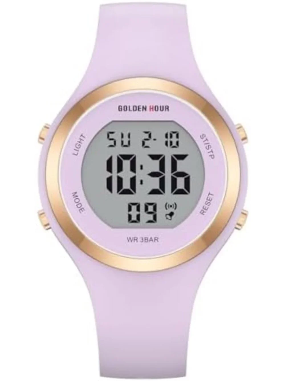 Waterproof Sport Women's Digital Chronograph Watch with Silicone Strap - Gold